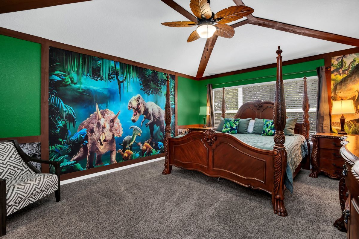 Dinosaur themed master bedroom