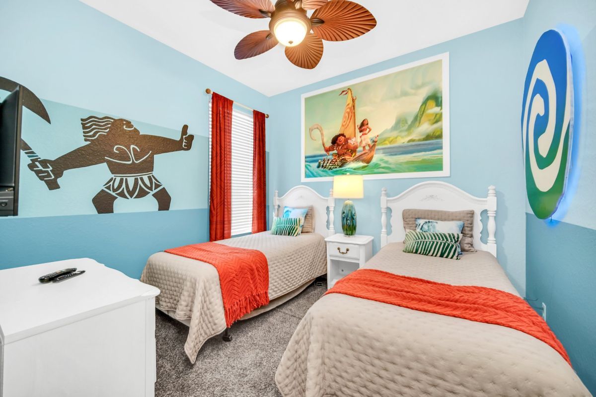 Moana themed kids room in Orlando vacation rental