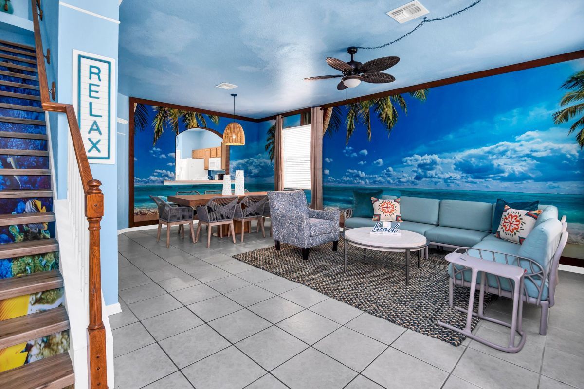 Living room and entryway of Orlando vacation rental